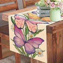 1 pieza, Elegante camino de mesa con mariposas de varios colores, camino de mesa con patrón de mariposas florales en azul, tema de flores, decoración para mesa de comedor, interior y decoración para fiestas de 33 cm x 183 cm / 13 pulgadas x 72 pulgadas, rectangular para el hogar y la cocina - Multicolor - Ver 7