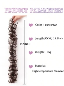 女性專用亂糟糟的蓬鬆頭髮套，合成纖維髮片，帶有扭曲馬尾和波浪蓬鬆髮髻 - 深棕色 - 查看 4