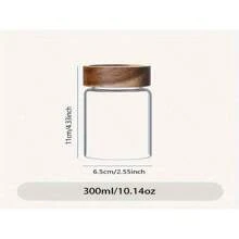 1 pieza Tarro de almacenamiento para condimentos con tapa de madera retro - Clásico contenedor transparente para organizar especias, té y talla grande - Accesorio para la cocina del hogar y viajes para preservación y organización