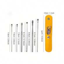 6 件套耳朵清洁工具套装，采用弹簧螺旋设计，皮革盒中的不锈钢耳勺，方便家庭使用、学校、返校、旅行、旅行必需品、家庭必需品、耳朵清洁器