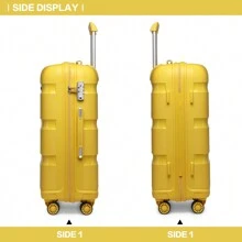 Lightweight Hard Shell Luggage Set – 20/24/28 Inch Cabin Carry On & Large Check In Suitcase With Spinner Wheels & TSA Lock – Travel Trolley For Holiday, Business Trip, Weekend Getaway - Yellow - View 5