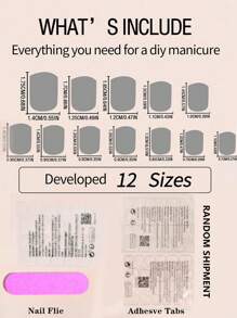 Erhöhen Sie Ihren Stil mit 24 Stück kurzen quadratischen Rüstungs-Full-French-Top-Cover Nagelset für Frauen und Mädchen, Press-On-Nägel, Nagelbedarf