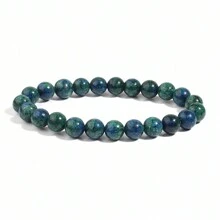 1pc Men's Beaded Bracelet 8mm Rhodonite Agate Healing Crystal Gem Bracelet Mala Yoga Meditation Jewelry Gifts For Women Men-Calm,Confidence,Protection,Success