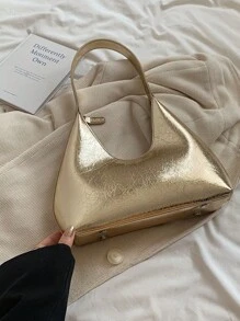 Túi lưỡi liềm đeo nách kiểu Pháp tối giản cổ điển, Túi xách đeo chéo vai đa năng thanh lịch thời trang dành cho nữ - Vàng - Xem 3