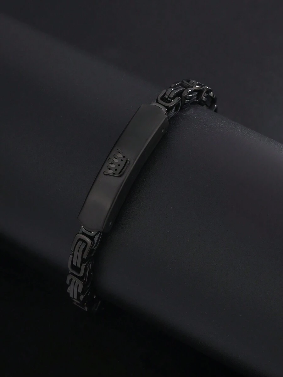 1pc Minimalist Black Crown Stainless Steel Bracelet