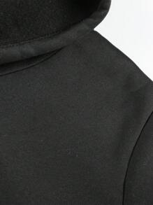 男士時尚休閒束腰戶外帽衫，圖形連帽衫 - 黑色 - 查看 8