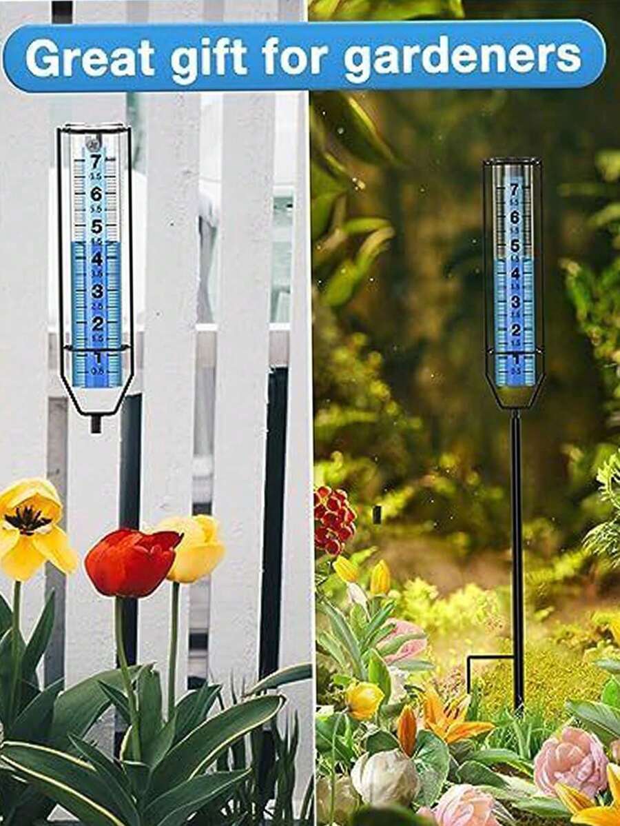 Outdoor Glass Rain Gauge With Stake, Yard Rain Gauge, Manual Rain Gauge, EasyToRead