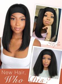 26 Inches Kinky Straight Headband Wig For Women Yaki Straight Wigs With Black Headband Kinky Afro Wigs For Momen For Daily Party ,Halloween, Cosplay,Christmas, Parties, Etc.