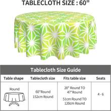 Green Star Pattern Round Tablecloths 60 Inch, For Outdoor,Buffet Table,Parties,Dinner, Kitchen,Wedding Table Cloth Cover Mat Decor - 60in - View 5