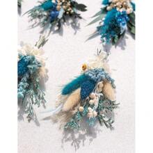 Set de 6 mini ramos de flores secas, ideal para bodas bohemias, decoración de centros de mesa, pequeñas flores y espigas secas para manualidades, caja de regalo para damas de honor, decoración de jarrones, decoración de otoño