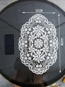 1 cái / 2 cái Miếng lót bàn hình bầu dục thêu ren rỗng, Trang trí phòng ăn nhà bếp, Cách nhiệt, Chống trầy xước, Chống bụi, Thích hợp cho đám cưới, tiệc tùng, quà tặng, sinh nhật, Giáng sinh - trắng - Xem 3