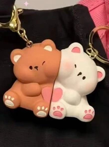 Chaveiro magnético de casal com urso de desenho animado fofo com coração, Presente de Dia dos Namorados, Lembrança, Acessório de Carro, Enfeite de Bolsa, Acessório Escolar, Gótico Fofo Y2k