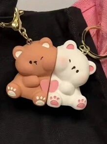 Chaveiro magnético de casal com urso de desenho animado fofo com coração, Presente de Dia dos Namorados, Lembrança, Acessório de Carro, Enfeite de Bolsa, Acessório Escolar, Gótico Fofo Y2k