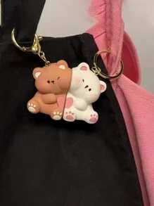 Chaveiro magnético de casal com urso de desenho animado fofo com coração, Presente de Dia dos Namorados, Lembrança, Acessório de Carro, Enfeite de Bolsa, Acessório Escolar, Gótico Fofo Y2k