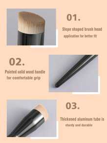 1pc Foundation Brush Broom Powder & Shadow Brush Liquid/Cream & Blush Mix Angled Professional Makeup Brush Makeup Tools,Foundation Brush,Concealer Brush,Blush Brush,Contour Brush,Blush Brush,Bronzer Brush,Powder Brush,Foundation Brush,Blush Brush - Black - View 3