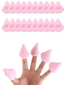 5个/10个/12个/20个/30个/50个/100个迷你三角植绒双面化妆海绵，适合定妆，质地柔软蓬松，可用于面部和身体的散粉扑，混合化妆美容工具套装 - 粉色 - 查看 2
