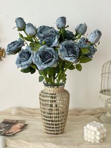 1/3 Pcs Artificial Rose Flowers Vintage Style Roses Decorated With Fake Flowers 2 Flowers And 1 Bud, Valentine Day, Gift
