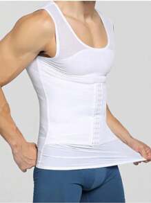 Men's Body Shaper Tank Top, Breathable Stretch Compression Shirt For Tummy Control Underwear - White - View 1