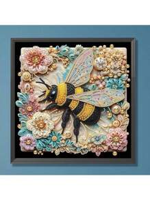 1入組蜜蜂鑽石畫套件，DIY 5D特殊形狀水晶鑽石馬賽克藝術品配掛鏈，節日裝飾，手工禮品，適用於家庭花園門牌牆面裝飾藝術 - 彩色 - 查看 3