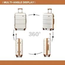 Lightweight Hard Shell Suitcase 20/24/28 Inch Or 3 Piece Set With Spinner Wheels TSA Lock Cabin Carry On Check In Travel Trolley For Holiday - Beige - View 3