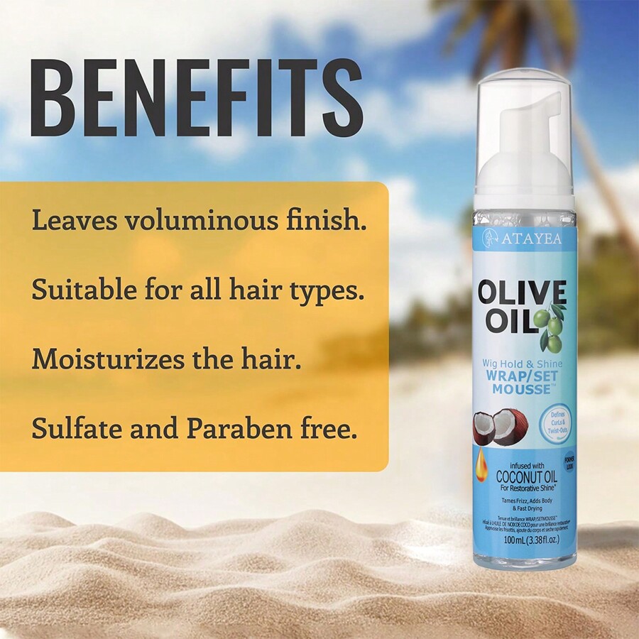 100ML Olive Oil Hold & Shine Wrap/Set Mousse Styling Comb Kit 1 PC