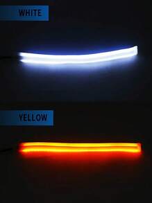 2个12V 60cm白色和黄色柔性LED日间行车灯、转向灯、防水汽车前大灯配件 - 白黃 - 查看 4
