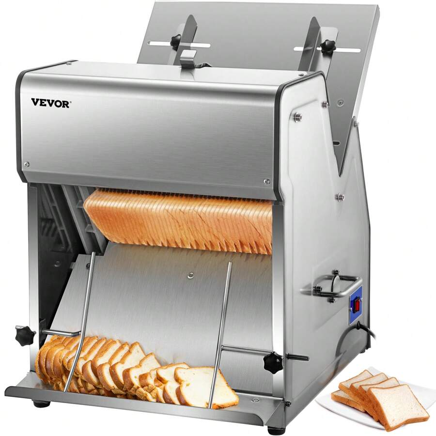 Commercial Toast Bread Slicer, 12mm Thickness Electric Bread Cutting Machine, 31PCS Commercial Bakery Bread Slicer, 110V Toast Cutter Cutting Machine, Bread Cutter For Bread Sheet Cutter Cutting - Silver - View 1