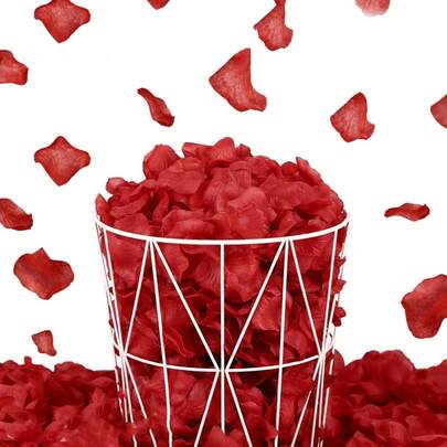 MEHELANY 1500/600/100片仿真玫瑰花瓣，酒红色仿真玫瑰花瓣，人造花，浪漫装饰，适用于情人节、婚礼、餐桌、生日，营造浪漫氛围