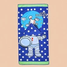 1 Stück Kinder Bademantel mit Kapuze, geeignet für 3-7 Jahre, aus Polyester gefertigt, weich & bequem, hochabsorbierend, Tiermuster, geeignet für Rollenspiele, Partys, kann als Geschenk verwendet werden - Weltraum - Übersicht 4