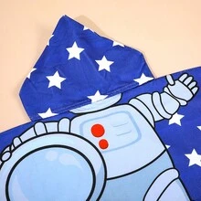 1 Stück Kinder Bademantel mit Kapuze, geeignet für 3-7 Jahre, aus Polyester gefertigt, weich & bequem, hochabsorbierend, Tiermuster, geeignet für Rollenspiele, Partys, kann als Geschenk verwendet werden - Weltraum - Übersicht 5
