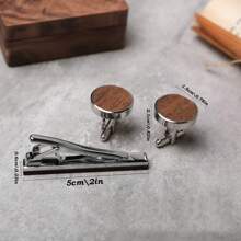 Personalized Cufflinks Groomsmen Gifts Metal Cufflinks With Wooden Box Wedding Cufflinks Bachelorette Party Favors Anniversary Gifts For Husband, Beautiful Memory Gifts For Dad On Father's Day - Brown - View 6