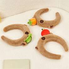 1 pieza de lindo diadema de cabeza de capibara de peluche, banda limpia de cráneo alto para cara de lavado de otoño e invierno, súper lindo clip de cabello de perro de coco accesorios para el cabello - Multicolor - Ver 4