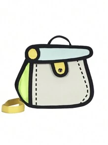 New Cute Cartoon Anime Girly Handbag Fashionable Color Block Portable Metal Chain Shoulder Crossbody Bag Simple And Stylish Cake Bag Suitable For Commuting, Daily Outings, Shopping And Dating.