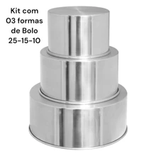 Kit com 03 formas de bolo 25-20-15 Casa Nova De Alumínio Resistente