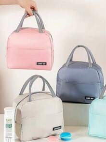 1入粉色條紋午餐袋，便攜式保溫袋，學生食品容器袋，多功能野餐袋 - 粉色 - 查看 5