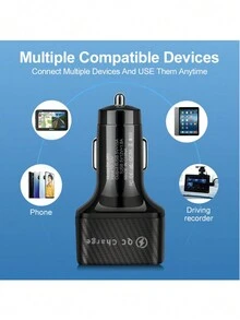 1pc Car Charger 6 USB Porous QC3.0 Fast Charging Car Smartphone Charger - White - View 5