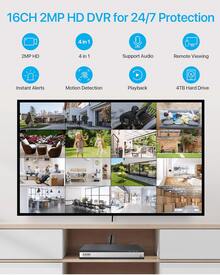 ZOSI 16CH H.265+ CCTV Recorder For Security Camera, 4-In-1 Hybrid DVR Surveillance System(Analog/AHD/TVI/CVI) With 4TB Hard Drive, Motion Alerts, Remote Control - UK Plug(220-240V) - View 2