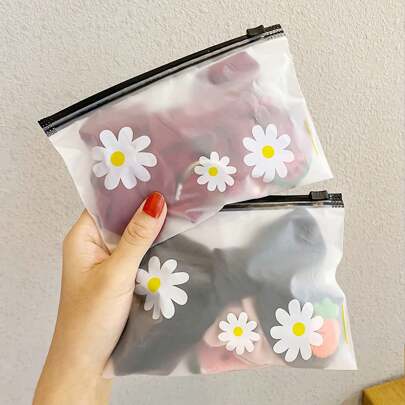 10 Pcs Daisy Pattern Storage Pouches, Lightweight Multifunctional Makeup Bags Travel School Supplies Travel Essentials Make Up Bag Holiday Essentials Cosmetic Bag Makeup Pouch Makeup Organizer Holiday Winter 2024 Make Up Organizer Makeup Storage Back To School Supplies