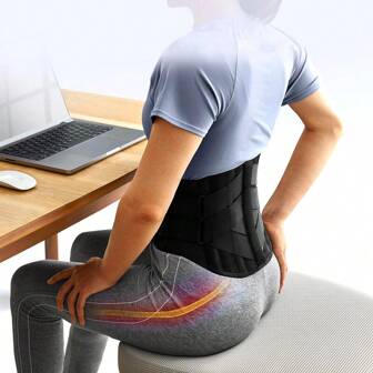 1 件男士下背部支撑带 5 个支撑，透气背部支撑带，适合女性工作，轻质腰部支撑，适合日常活动