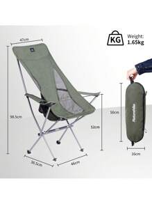 Naturehike 1pc Camping Chair With Armrests And High Backrest, Yl06 Plus, Wide Design, Comfortable And Portable, Green Camping Stuff - Green - View 6
