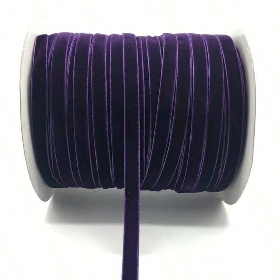 Cinta afelpada de un solo lado con estampado de cisne, 1cm de ancho, colorido/cinta satinada, material de bricolaje, 6 yardas de largo - Morado oscuro - Ver 1
