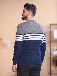 Men Sweaters - Navy Blue - View 4