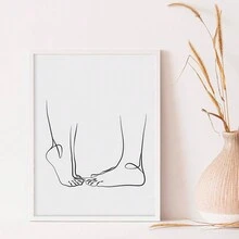 1 pieza/Set Arte de pared de dibujo de línea de pareja, impresión de arte de pareja para regalo de aniversario, cartel retro, impresión de arte de lienzo sin marco - Multicolor - Ver 10