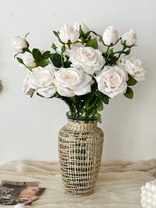 1/3 Pcs Artificial Rose Flowers Vintage Style Roses Decorated With Fake Flowers 2 Flowers And 1 Bud, Valentine Day, Gift