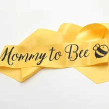 2 pièces/Ensemble écharpe dorée "Maman à Bee" et badge en fer-blanc "Papa à Bee" Kit combo pour la fête de douche de couple. Faveurs et décorations de fête pour future maman
