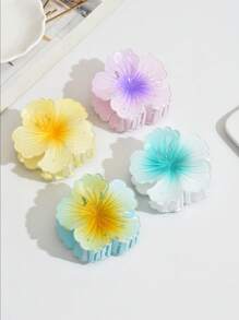 4 pièces Clips à griffes de fleurs de camélia de 8 cm/3,14 pouces pour femmes, pour un port quotidien, cadeaux, accessoires cheveux. Clips à mâchoire, pinces à cheveux, attaches à cheveux, clips de retenue de cheveux, accessoires de plage - Fleurs dégradées 4 pièces - Voir 4