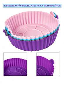 4PCS Air Fryer Silicone Liners, 8.5''Square Air Fryer Silicone Basket,Heat Resistant Easy Cleaning Air Fryers Oven Accessories, Reusable Air Fryer Silicone Bowl Fits 4 To 7QT - 彩色 - 查看 4