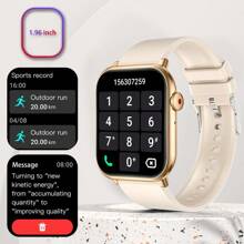 1 件多功能智能手表，配有大触摸屏显示屏、硅胶表带、多种运动模式、相机控制、社交应用通知，适合女性，非常适合送礼、日常使用和运动 - 金色 - 查看 1