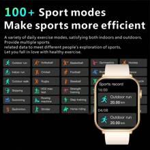 1 件多功能智能手表，配有大触摸屏显示屏、硅胶表带、多种运动模式、相机控制、社交应用通知，适合女性，非常适合送礼、日常使用和运动 - 金色 - 查看 5