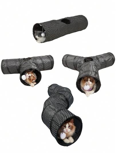 1pc Printed Material Multi-Size Foldable Cat Tunnel, Interactive Pet Toy For Indoor Cat Play